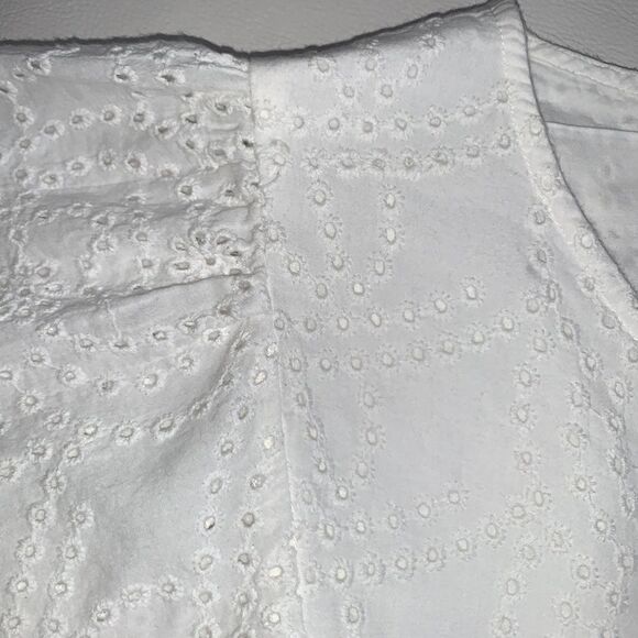 Zara Cotton Sewing V- Neck Buttons Front Tiered Mini Dress Size 9 - Picture 3 of 11